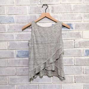Catherine Malandrino linen crop tank top grey ruffle‎ back sz xs
